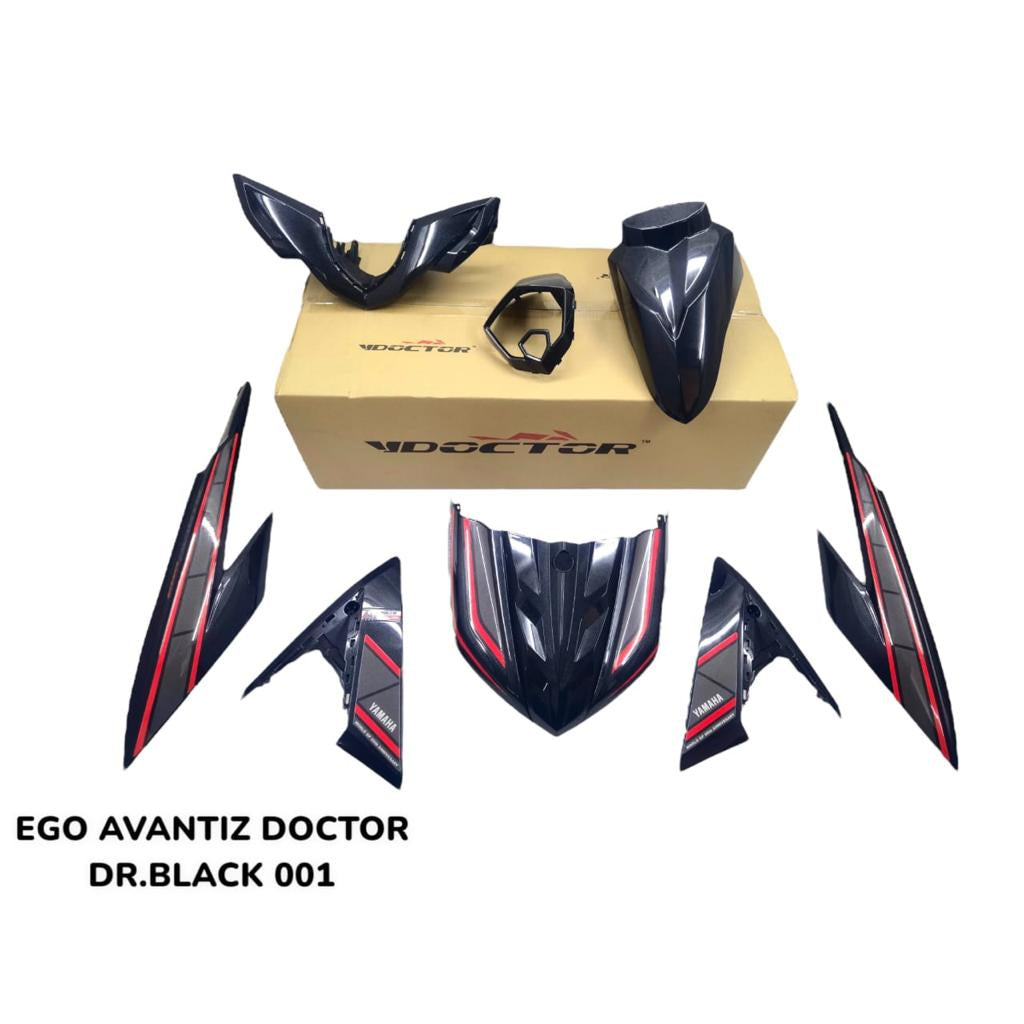 COVERSET BODYSET EGO AVANTIZ YAMAHA STICKER SIAP TANAM BLACK HITAM 001 DOCTOR FULLSET NEW