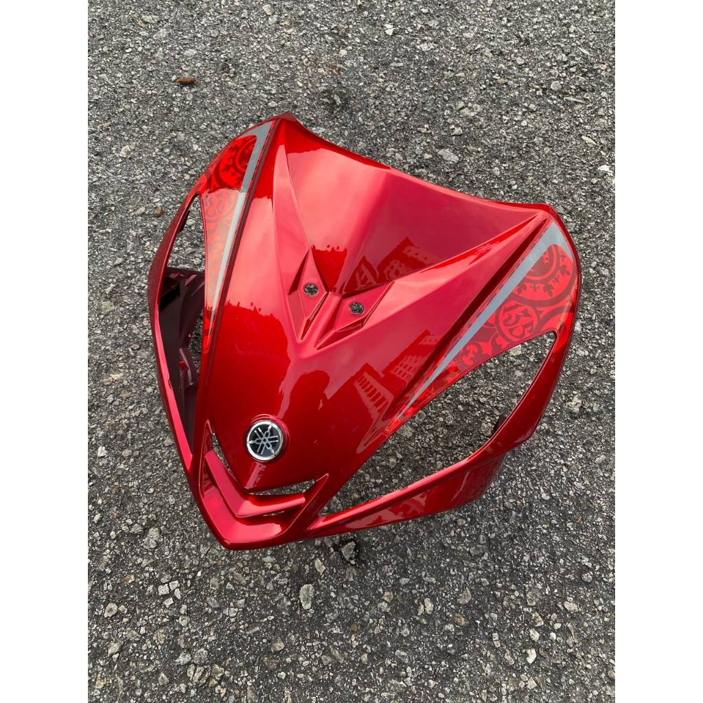COVERSET LC LC135 V1 YAMAHA DOCTOR VELOZI P MERAH RED BATIK SILVER 029 NEW DESIGN STRIPE SIAP TANAM CLEAR 2K