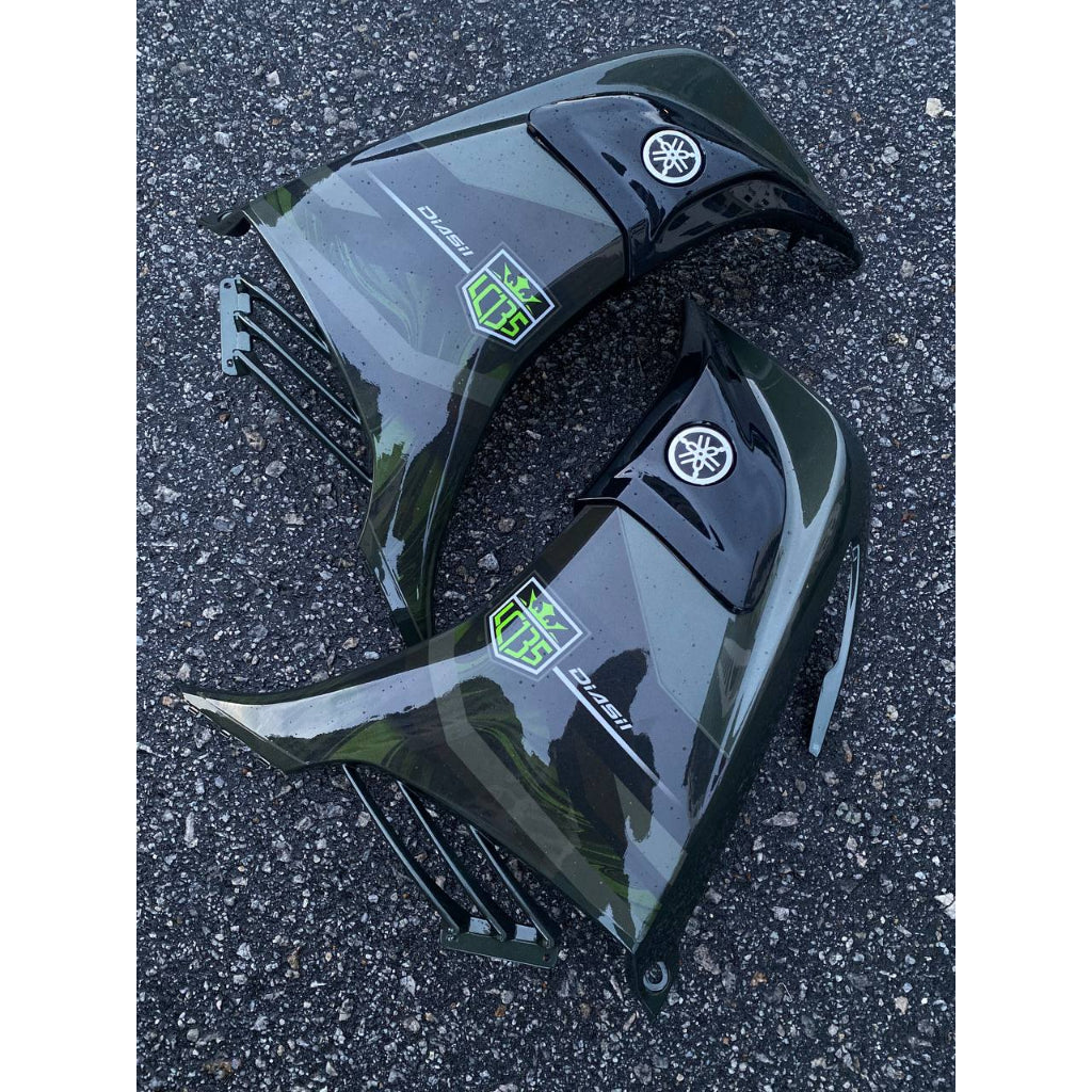 COVERSET BODYSET YAMAHA LC LC135 V6 V7 DNLGM1 ARMY GREEN STRIPE TANAM CODE 003 DOCTOR VELOZI EDITION OEM 2022