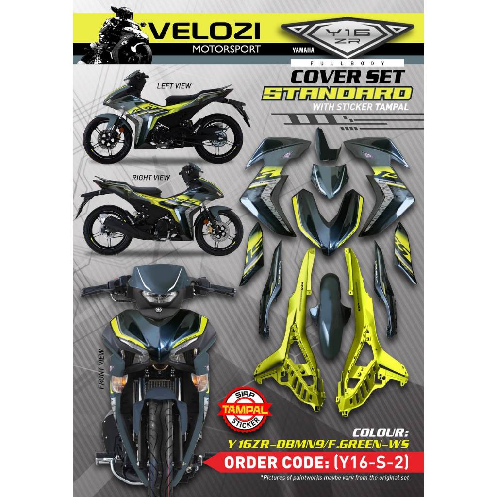 Y16 COVERSET Y16ZR DBNM9 F GREEN GREY HIJAU Y16-S-2 ORIGINAL VELOZI YAMAHA SIAP TAMPAL READY STOK
