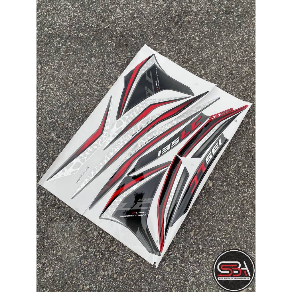 STICKER STRIPE BODY SET / COVERSET LC LC135 V8 MERAH RED STANDARD NO 21 MORITAKA YAMAHA