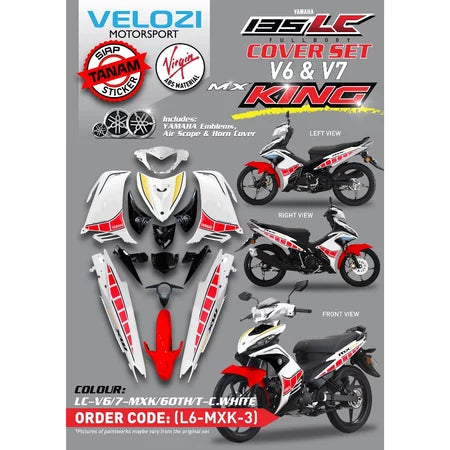 COVERSET LC LC135 V2 V3 V4 V5 V6 V7 WHITE RED MX KING 60th YAMAHA ANNIVERSARY OEM VELOZI STRIPE TANAM CLEAR 2K