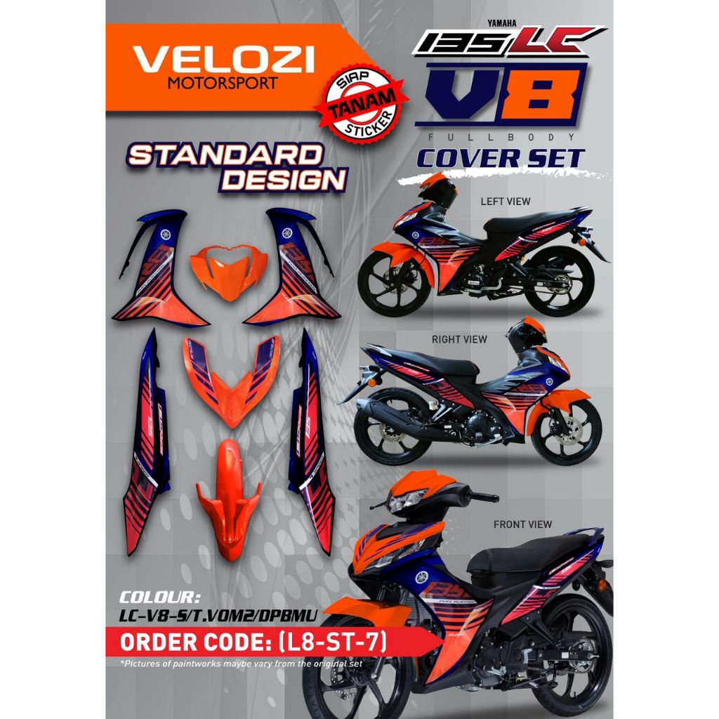 MOTORCYCLE COVERSET LC135 LC V8 VOM2 DPBMU ORANGE BATMAN 2015 L8-ST--7 FUEL INJECTION FI YAMAHA SIAP TANAM VELOZI