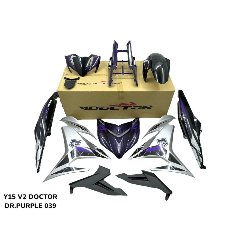 COVERSET BODYSET YAMAHA Y Y15 Y15ZR V1 V2 DOCTOR PURPLE 039 SIAP TANAM CLEAR 2K