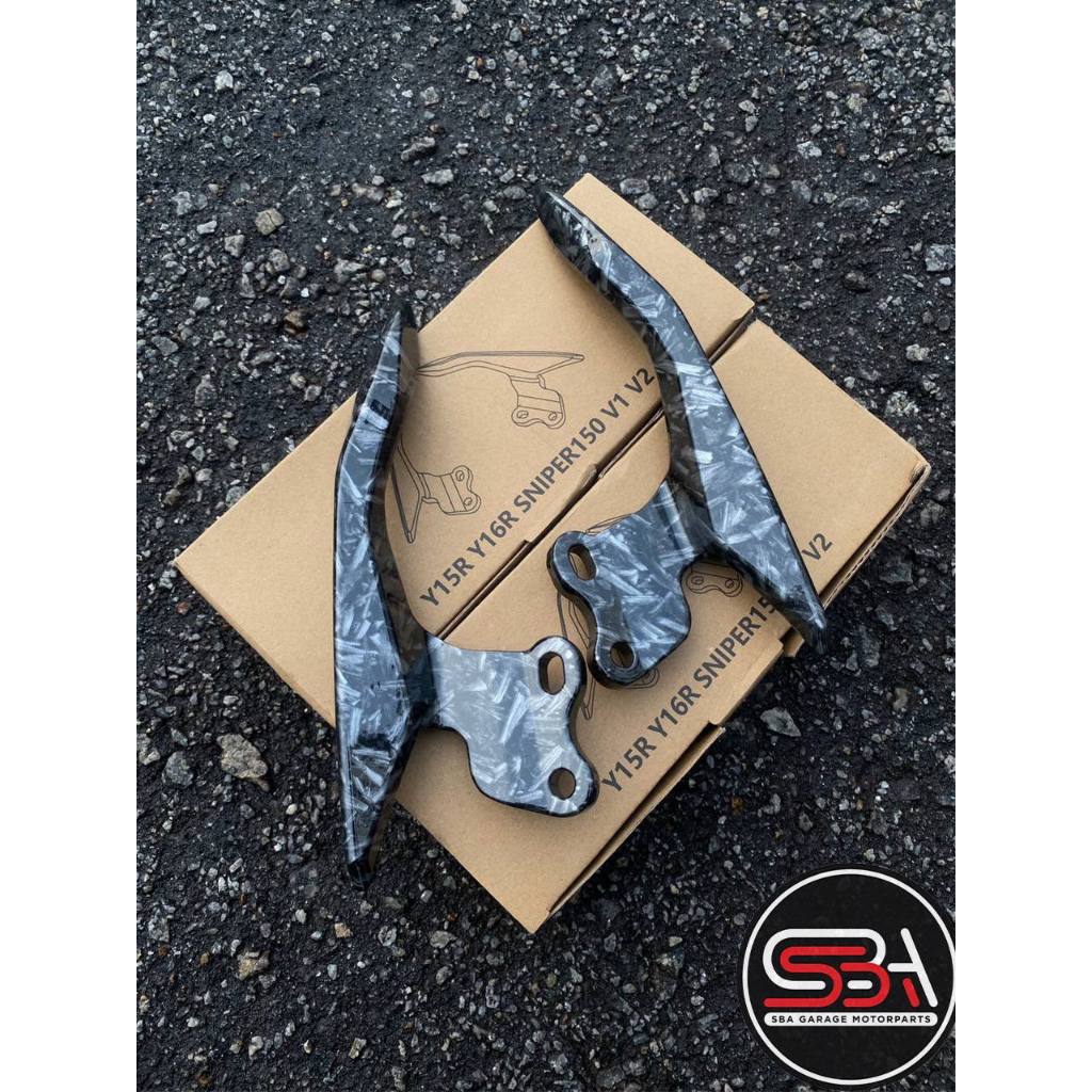 SPOILER L BAR BESI CARRIER BELAKANG Y15 Y15ZR Y16 YAMAHA SNIPER 150 V1 V2 FORGED CARBON 02 BLACK HITAM TANDUK HORN