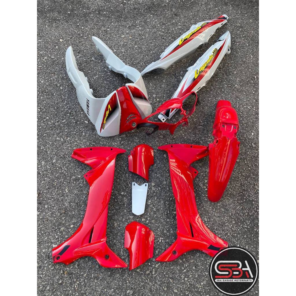 COVERSET YAMAHA LAGENDA SRL 110Z ( 1ST EDITION ) VRC WHITE MERAH MADE IN MALAYSIA SIAP TAMPAL STICKER M SEKI VERSION
