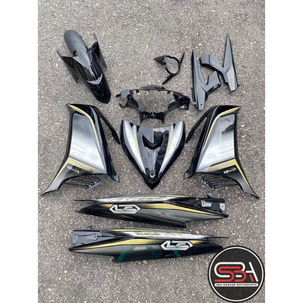 STICKER STRIPE BODYSET COVERSET LC LC135 V2 V3 V4 V5 V6 V7 HITAM PURBA BLACK STANDARD MORITAKA YAMAHA NO 7