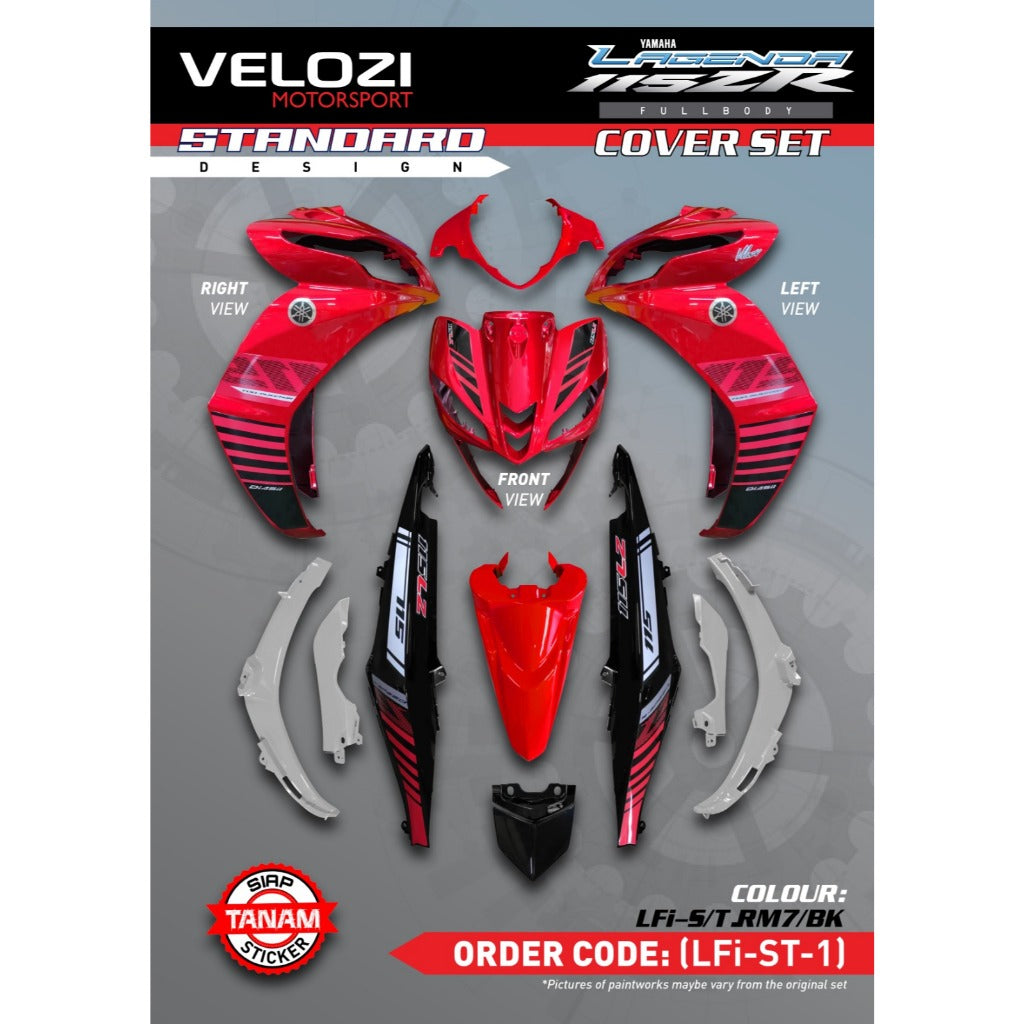 COVERSET BODYSET YAMAHA LAGENDA SRL 115 / 115Z FI RM7 RED BATMAN 2015 EDITION LFi-ST-1 STICKER SIAP TANAM VELOZI SET