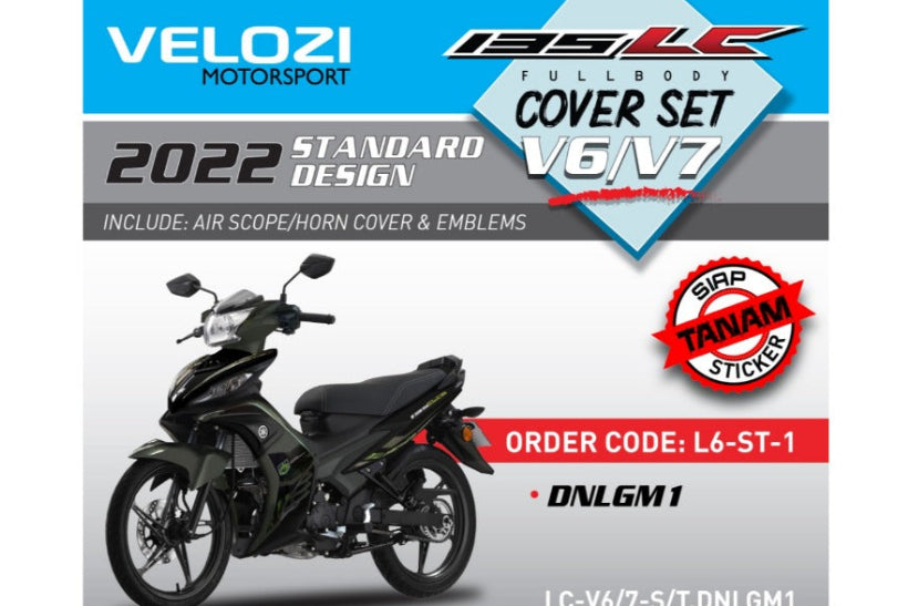 COVERSET BODYSET YAMAHA LC LC135 V6 V7 DNLGM1 ARMY GREEN STRIPE TANAM CODE 003 DOCTOR VELOZI EDITION OEM 2022