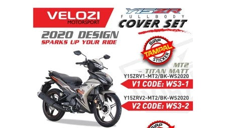 COVERSET BODYSET YAMAHA Y15 Y15ZR YSUKU V1 V2 100% ORIGINAL HLY VELOZI GREY MATT MT2 TITAN 2020 HONG LEONG YAMAHA WS3