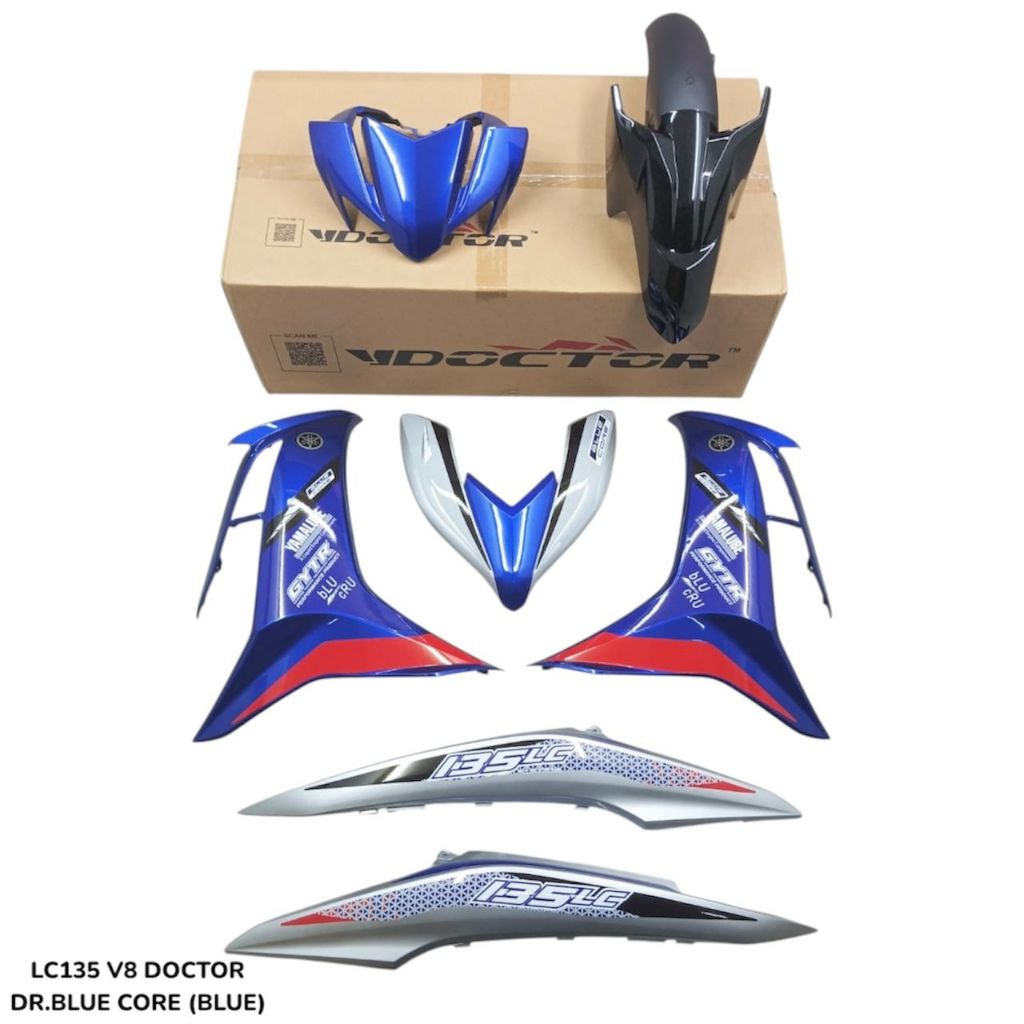 COVERSET BODYSET LC135 LC V8 DR BLUE CORE ( BLUE ) DESIGN FUEL INJECTION FI YAMAHA SIAP TANAM DOCTOR VELOZI