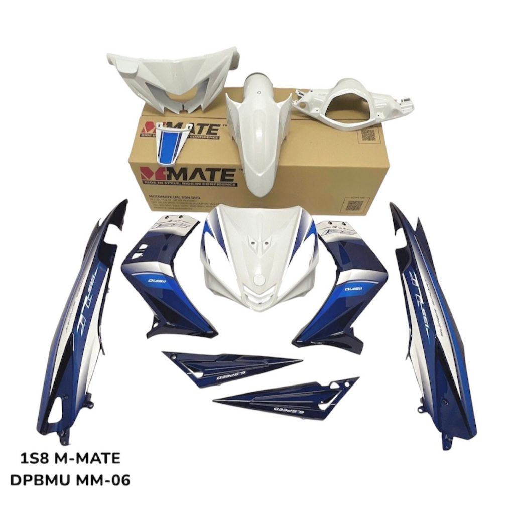 COVERSET LC135 V1 BIRU PUTIH SILVER 1ST EDITION DPBMU BWC1 ORIGINAL HLY SIAP TAMPAL FREE EMBLEM HONG LEONG YAMAHA