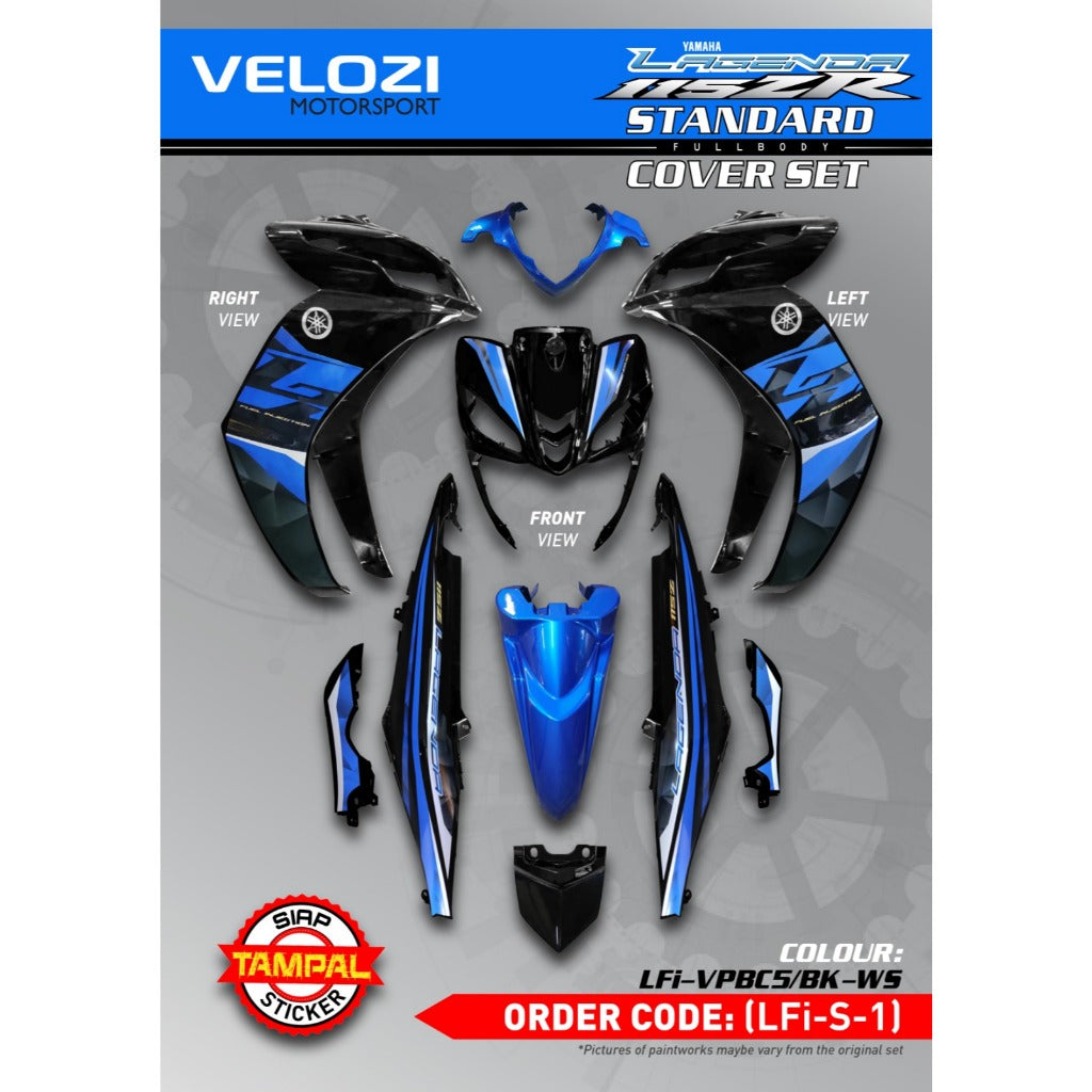 COVERSET BODYSET YAMAHA LAGENDA SRL 115 / 115Z FI VPBC5 BLACK WS STANDARD DESIGN STICKER SIAP TAMPAL VELOZI SET