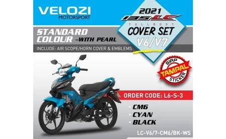 COVERSET YAMAHA ORIGINAL SIAP TAMPAL LC135 LC V7 METALIC CYAN CM6 STRIPE A CLASS HONG LEONG YAMAHA HLY 100% VELOZI