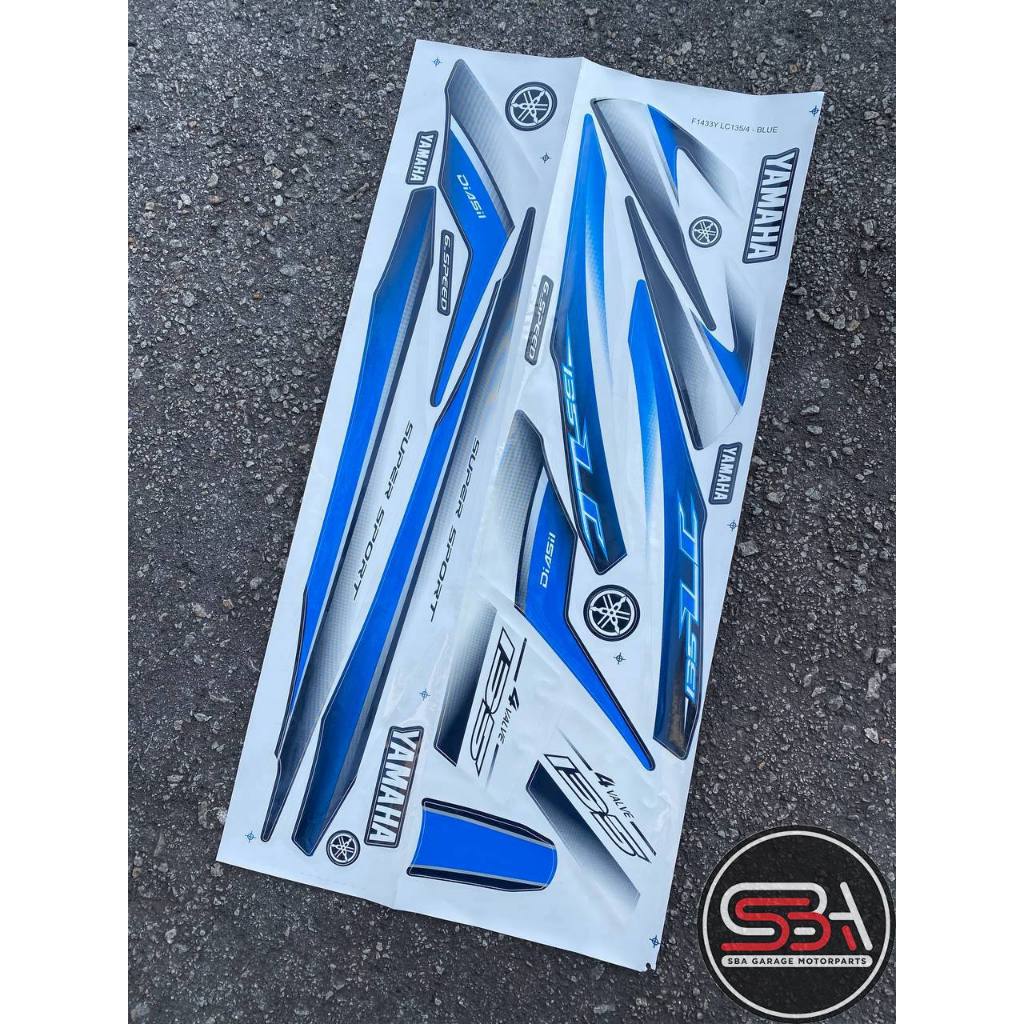 STICKER / STRIPE COVERSET / COVER SET LC 135 V1 BIRU MORITAKA YAMAHA ORIGINAL NO 4 ( BLUE )