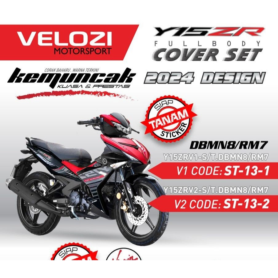 COVERSET BODYSET Y15ZR V1 V2 DBMN8 GREY RM7 RED MERAH BATMAN 2024 SIAP TANAM PREMIUM EDITION Y15 ORIGINAL VELOZI ST-13-1