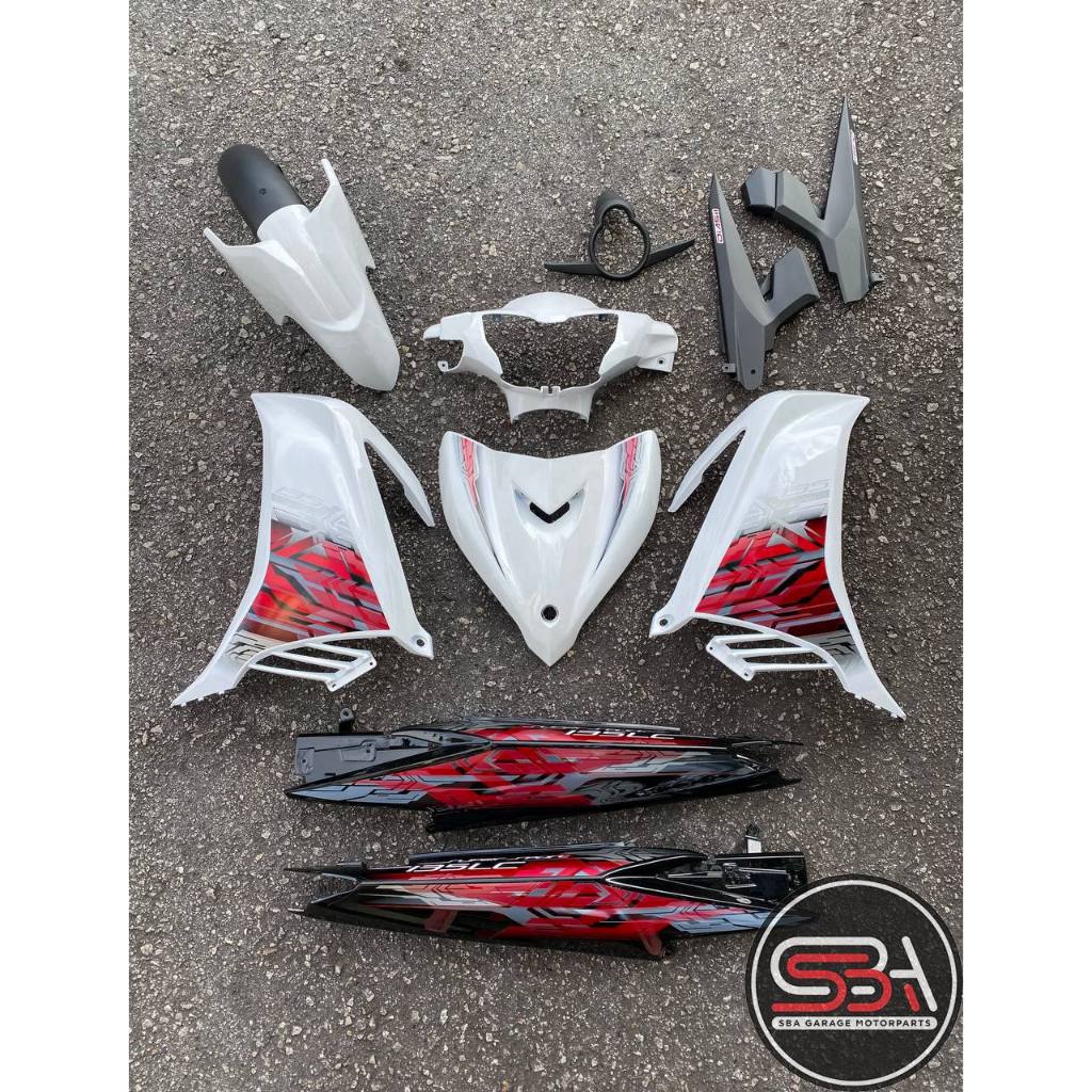 COVERSET BODYSET YAMAHA LC LC135 V2 V6 V7 DR WHITE STRIPE TANAM CODE 005 DOCTOR EDITION OEM MERAH ROBOT