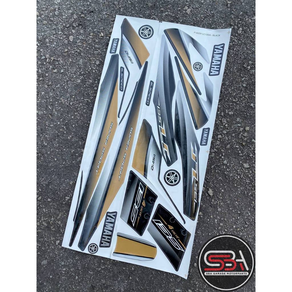 STICKER BODY SET / COVER SET LC 135 V1 MORITAKA GOLD BLACK BROWN HITAM COKLAT YAMAHA ORIGINAL NO 4