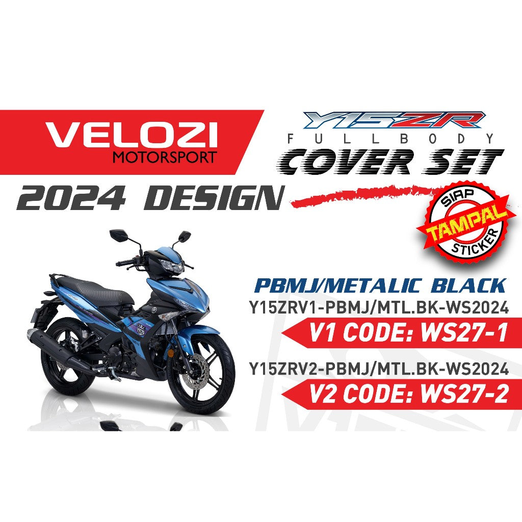 COVERSET BODYSET Y15 Y15ZR YSUKU V2 PM PBMJ BLUE BLACK STD YAMAHA DOCTOR SIAP TANAM / VELOZI TAMPAL 2024