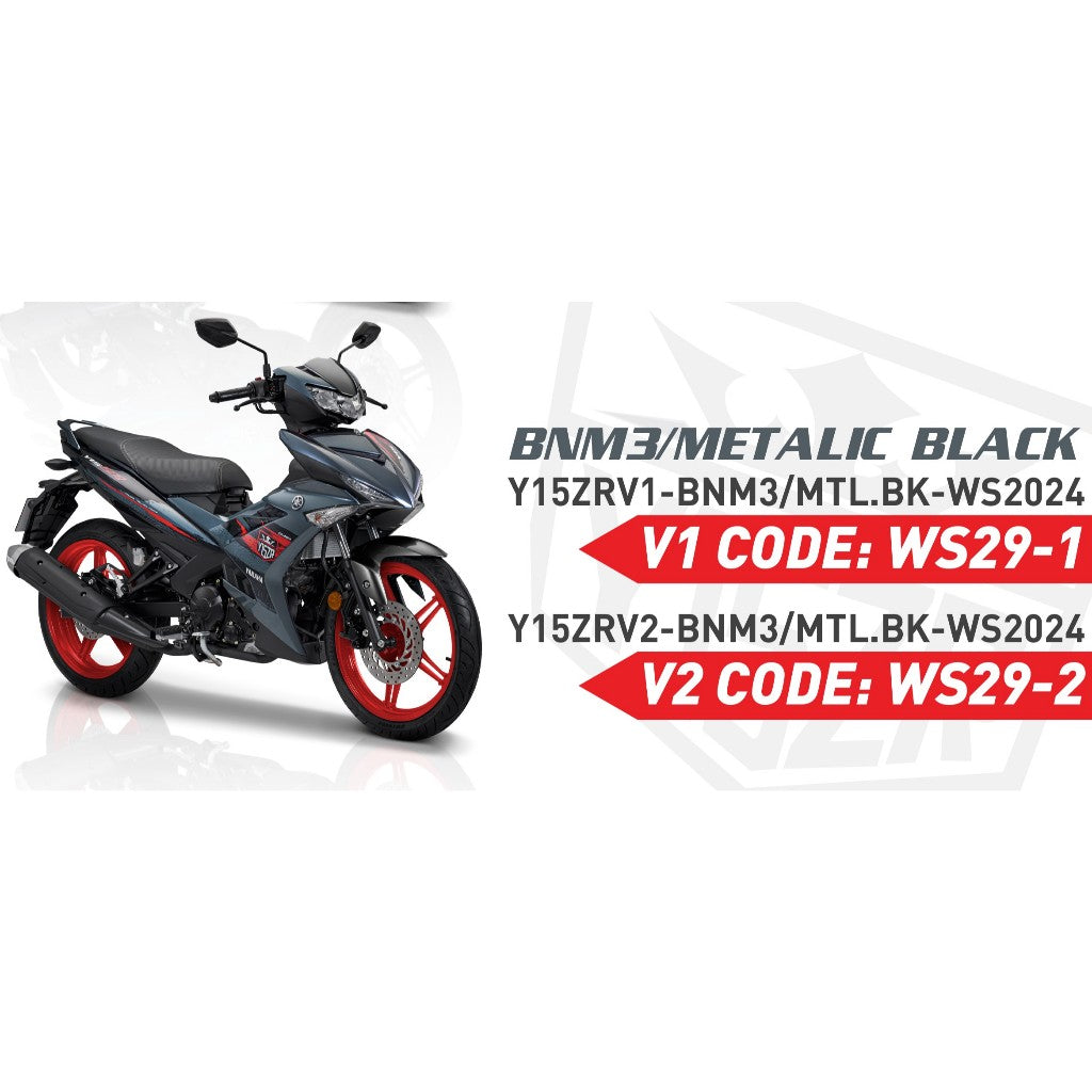 COVERSET BODYSET Y15 Y15ZR YSUKU V2 PL BNM3 GREY BLACK STD YAMAHA HLY DOCTOR SIAP TANAM / VELOZI TAMPAL 2024