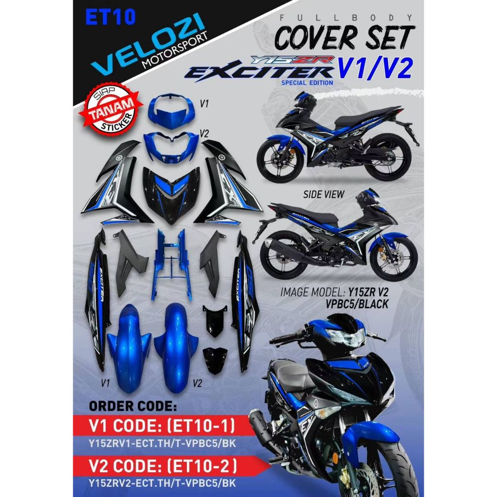 COVER SET Y15ZR V1 V2 EXCITER THAI VPBC5 BLACK ET10 TANAM COVERSET PREMIUM EDITION YSUKU ORIGINAL VELOZI