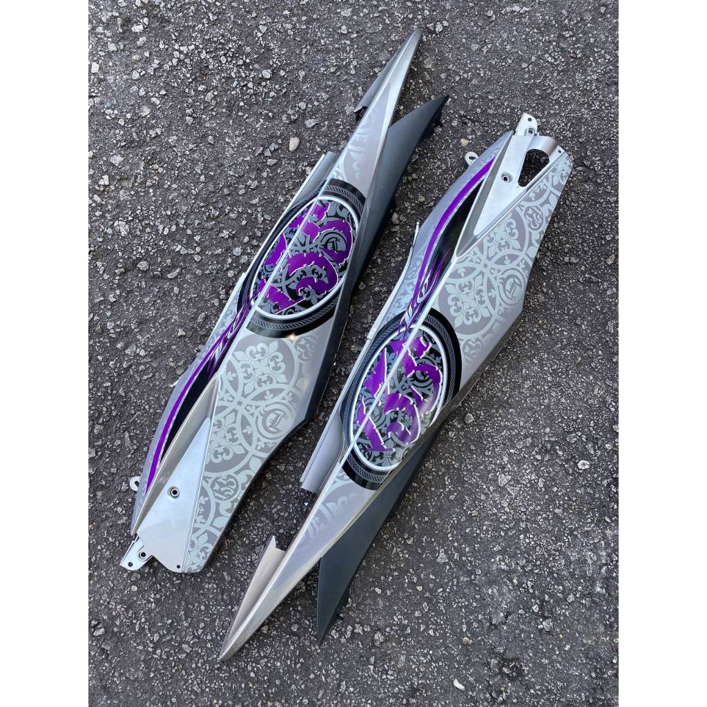COVERSET BODYSET LC 135 V1 PURPLE BATIK SILVER EXTREME SPIRIT STYLE BPM1/S3 ( L1-B-5 ) STRIPE SIAP TAMPAL VELOZI