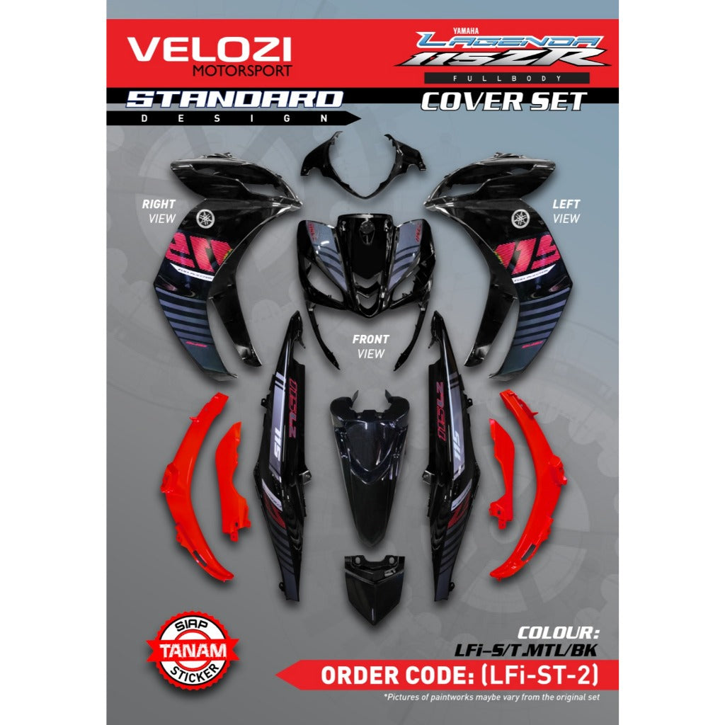 COVERSET BODYSET YAMAHA LAGENDA SRL 115 / 115Z FI BLACK BATMAN 2015 EDITION LFi-ST-2 STICKER SIAP TANAM VELOZI SET