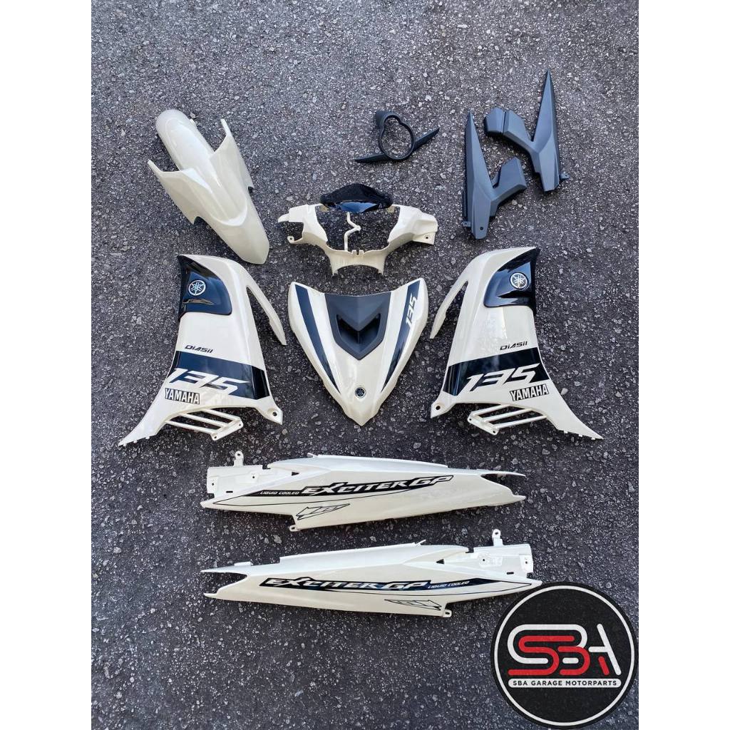 YAMAHA LC LC135 V6 V7 CREAMY WHITE EXCITER GP - COVERSET BODYSET SIAP TANAM ORIGINAL VELOZI WITH COVER METER