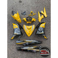 COVERSET BODYSET YAMAHA LC LC135 V6 V7 YELLOW BLACK KUNING HITAM STRIPE TANAM CODE 004 DOCTOR EDITION OEM