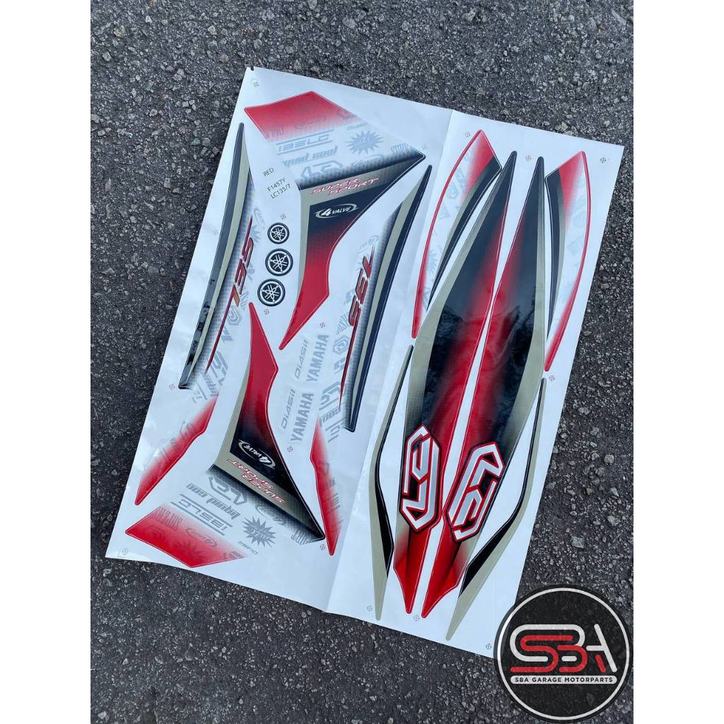 STICKER STRIPE BODY SET / COVERSET LC LC135 V2 V3 V4 V5 V6 V7 MERAH RED PURBA MORITAKA YAMAHA NO 7