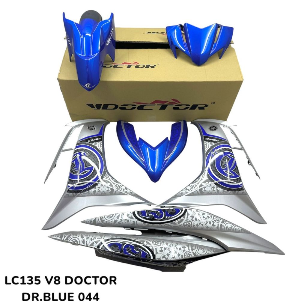 COVERSET BODYSET LC135 LC V8 DR BLUE BIRU BATIK 044 FUEL INJECTION FI YAMAHA SIAP TANAM DOCTOR OEM