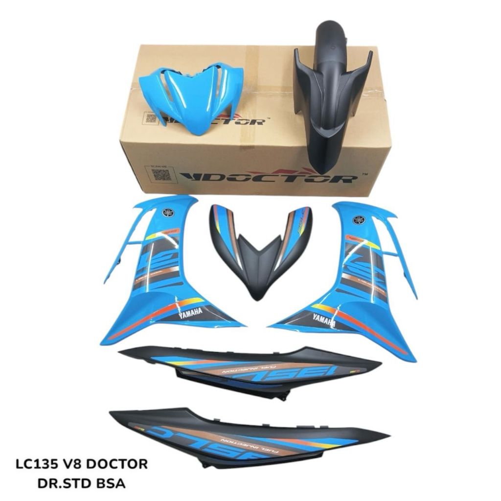 COVERSET BODYSET LC135 LC V8 STANDARD DESIGN 2025 AQUA BLUE BSA FUEL INJECTION FI YAMAHA SIAP TANAM VELOZI DOCTOR