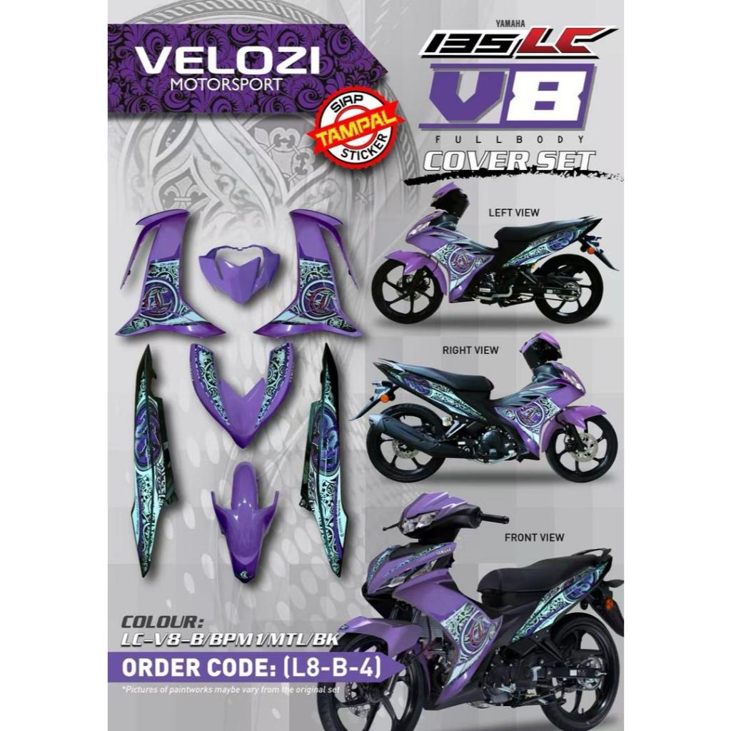 COVERSET BODYSET LC135 LC V8  BATIK BPM1 METALIC PURPLE BLACK L8-B-4 FUEL INJECTION FI YAMAHA SIAP TANAM VELOZI