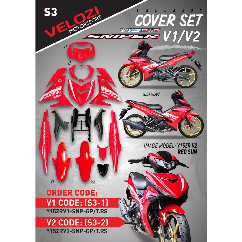COVER SET Y15ZR V2 SNIPER RED SUN MATELIC COVERSET PREMIUM EDITION BODYSET Y15ZR Y15 YSUKU  V2 NEW ORIGINAL VELOZI S3