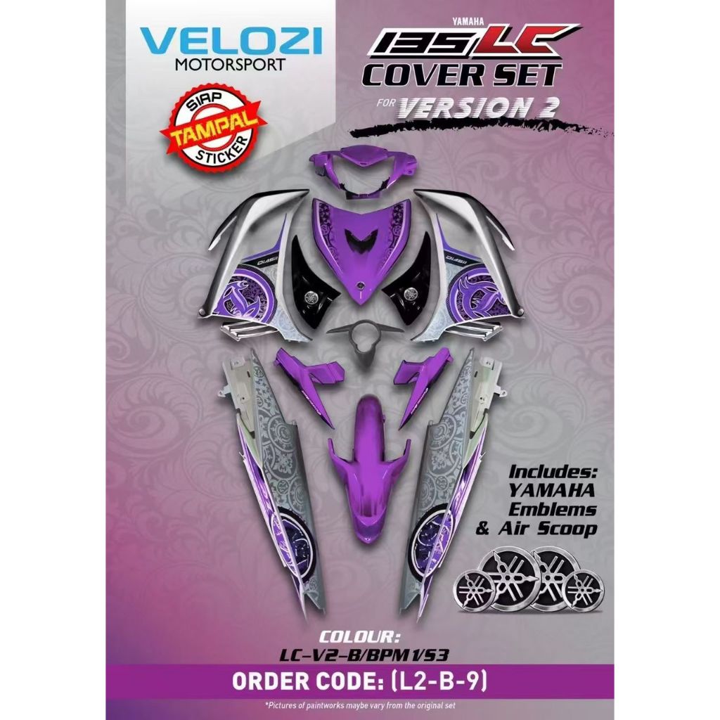 COVERSET ORIGINAL HONG LEONG YAMAHA HLY VELOZI M SEKI LC LC135 V2 V3 V4 V5 V6 PURPLE SILVER BATIK BPM1 S3