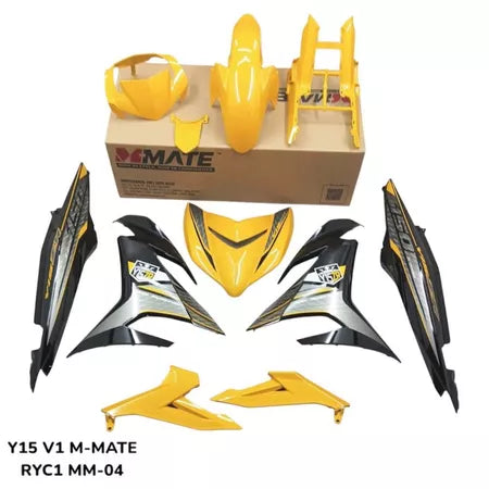 COVERSET Y15ZR Y15 V1 V2 YELLOW BLACK ORIGINAL DESIGN RYC1 2017 PREMIUM BODYSET VELOZI / DOCTOR / HLY
