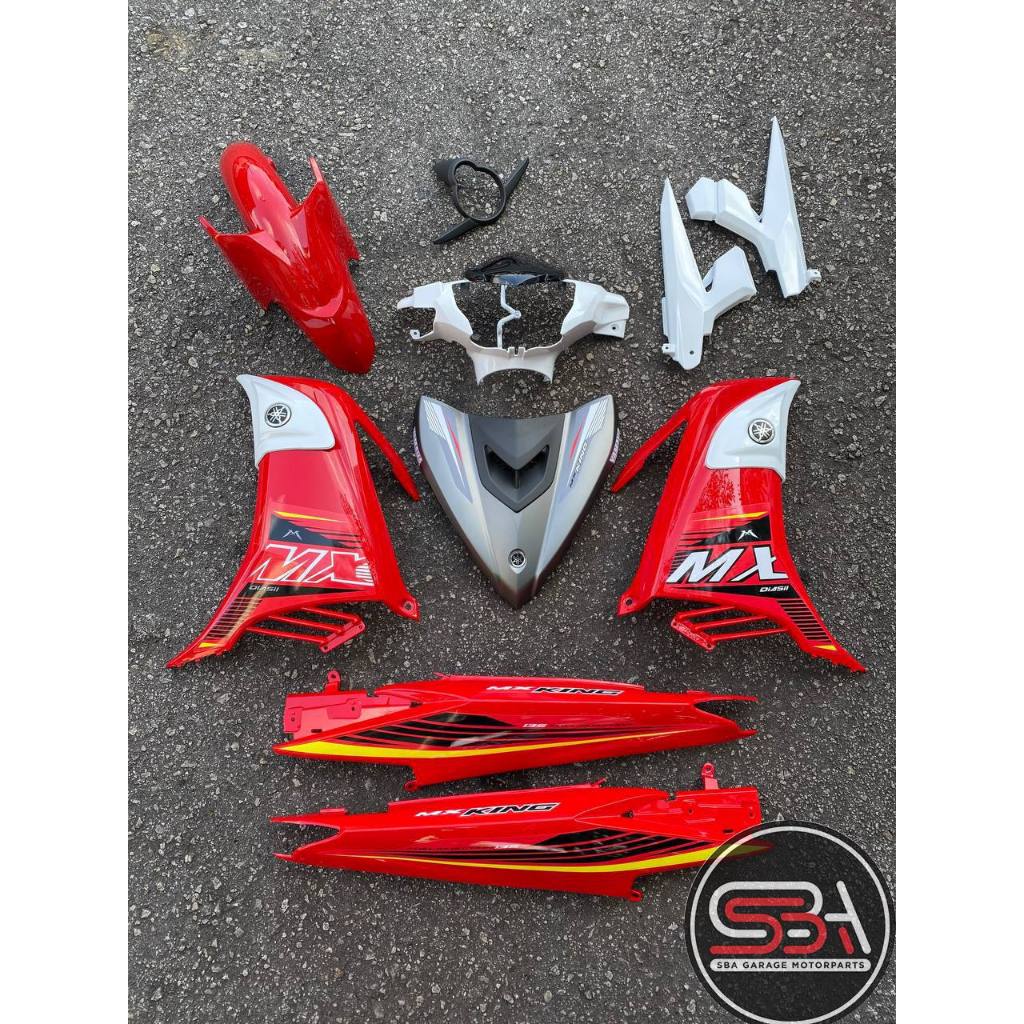YAMAHA LC LC135 V6 V7 MX KING RED SUN WHITE COVERSET BODYSET SIAP TANAM VELOZI WITH COVER METER L6-MXK-5