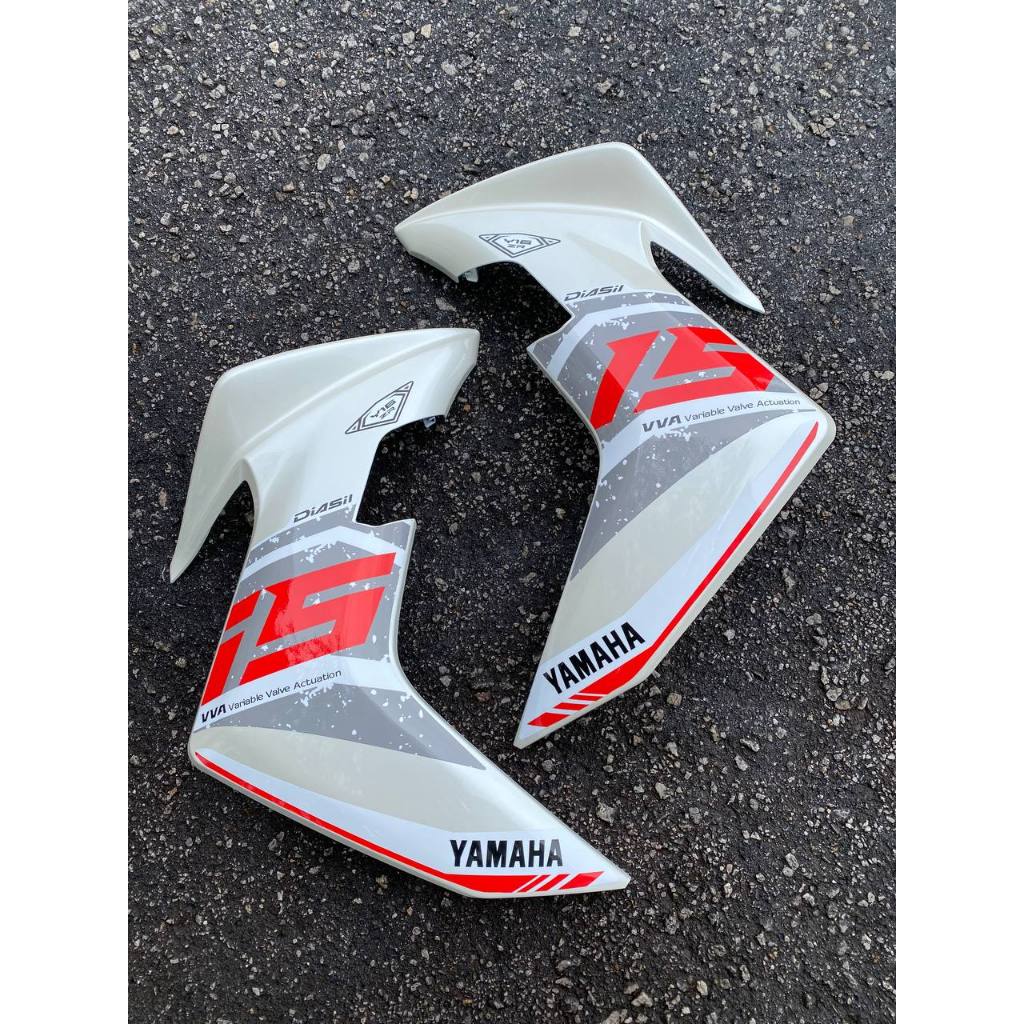 Y16 V1 V2 COVERSET Y16ZR SILKY CRYSTAL WHITE GREY MATT STANDARD DESIGN ORIGINAL VELOZI YAMAHA SIAP TAMPAL READY STOK