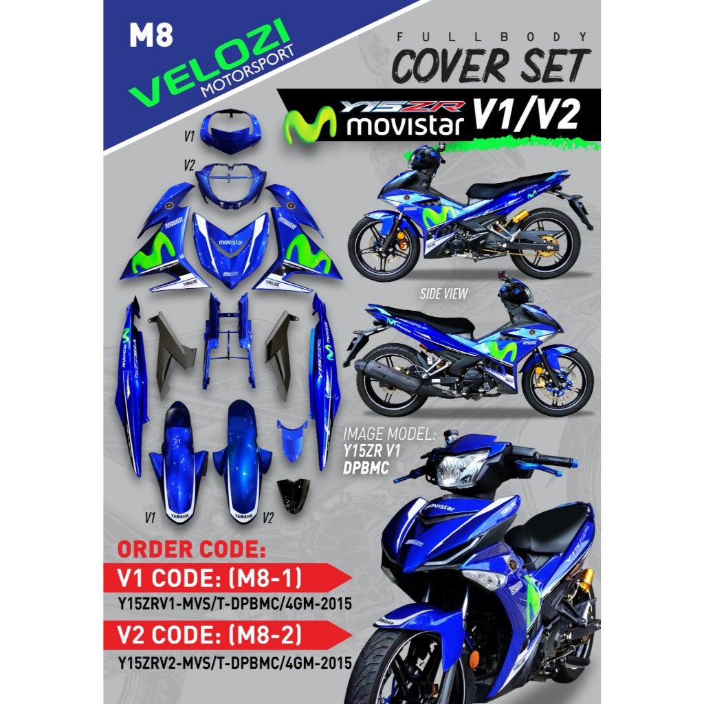 COVERSET Y15 Y15ZR V1 V2 MOVISTAR M HIJAU BIRU DPBMC TANAM PREMIUM EDITION BODYSET ORIGINAL VELOZI 4GM 2015 M8