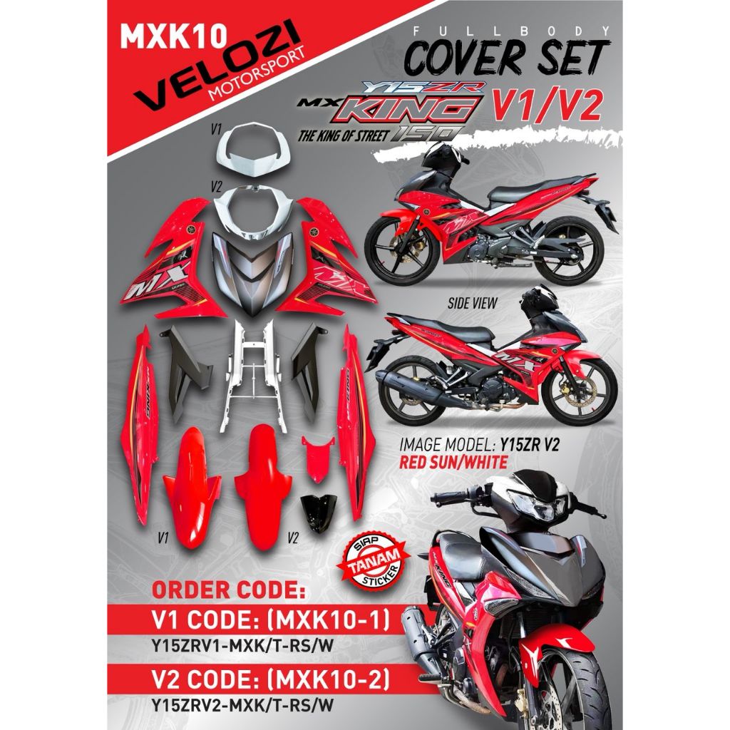 COVERSET Y15ZR Y15 V1 V2 MX KING MXK RED SUN WHITE / GREY MX12 TANAM ORIGINAL VELOZI VDOCTOR PREMIUM BODYSET MXK10