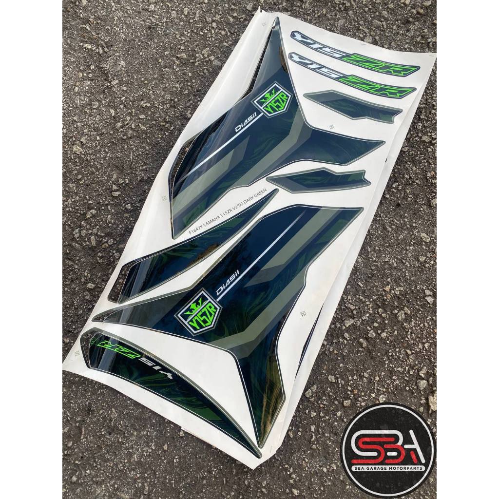 STICKER STRIPE Y15 Y15ZR V1 V2 ARMY GREEN LUMUT DNLGM DARK GREEN HIJAU ORIGINAL YAMAHA HLY READY STOCK