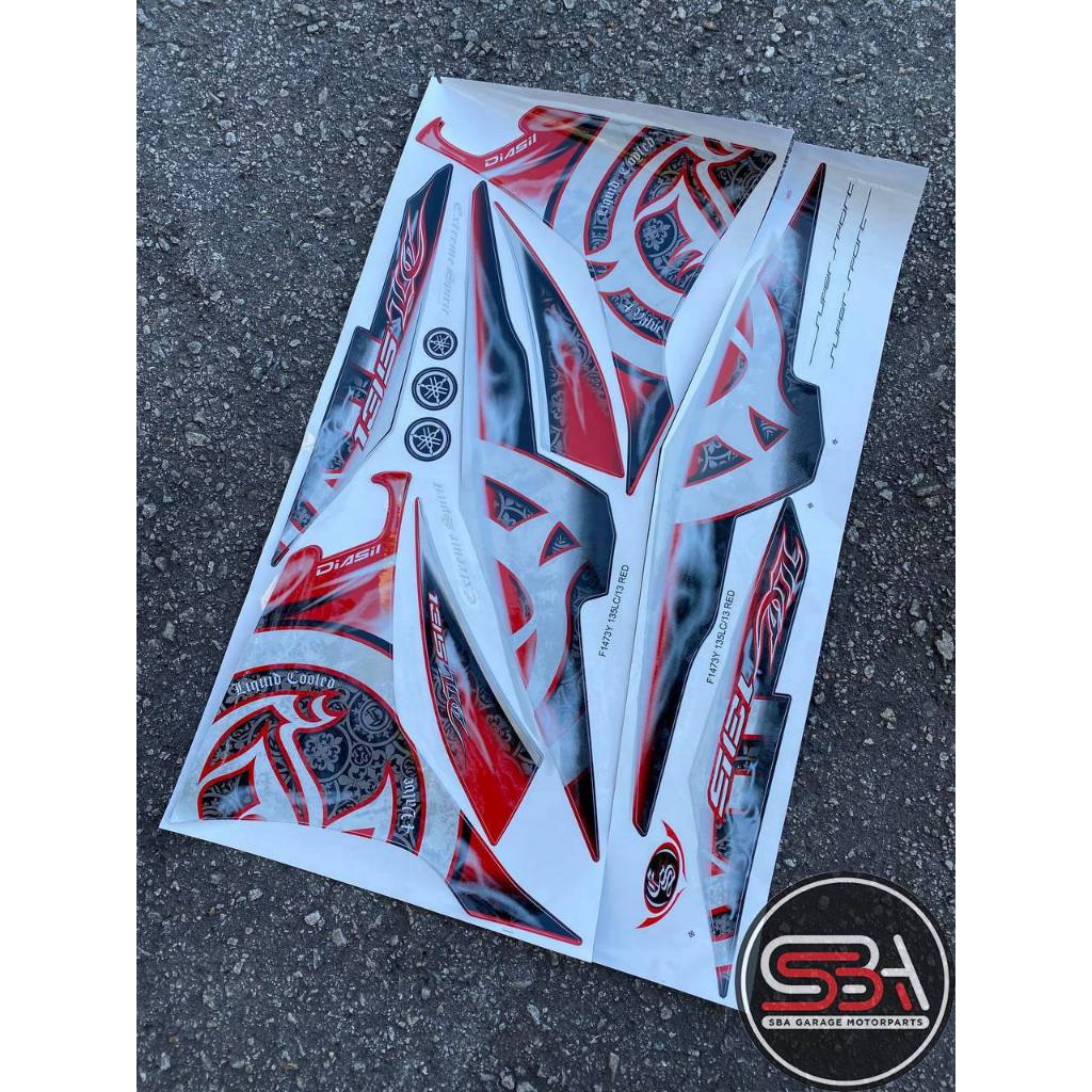 STICKER BODYSET STRIPE COVERSET COVER SET LC135 MERAH BATIK SMOKE LC V2 V3 V4 V6 MORITAKA YAMAHA ORIGINAL NO 13