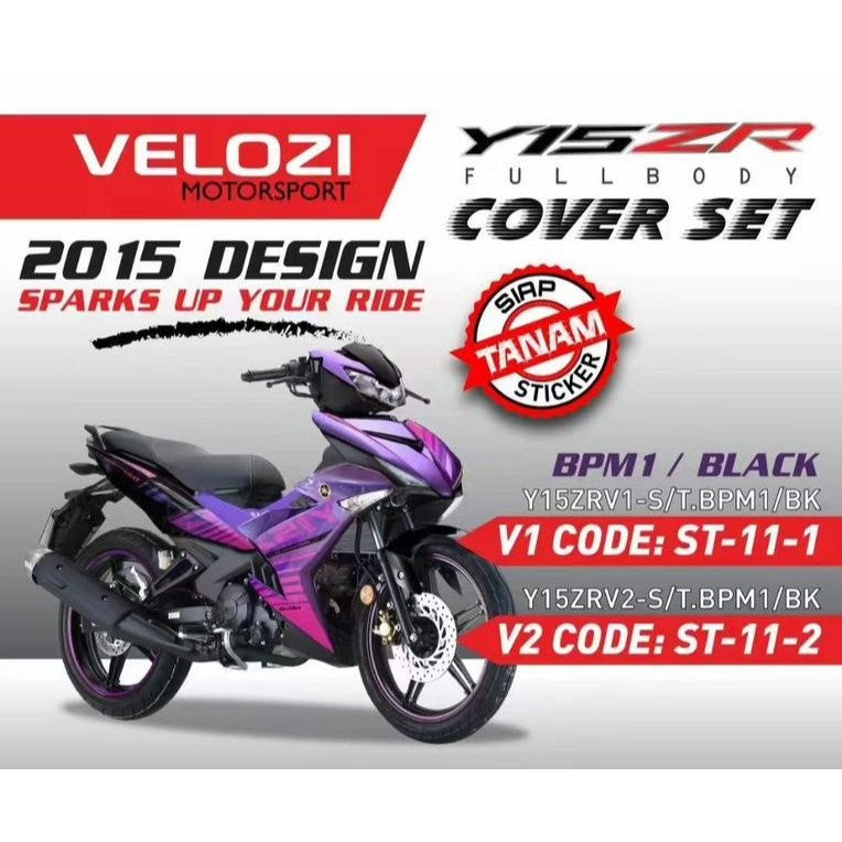 COVERSET BODYSET Y15ZR V1 V2 BPM1 PURPLE METALIC BLACK BATMAN 2015 SIAP TANAM PREMIUM EDITION Y15 ORIGINAL VELOZI