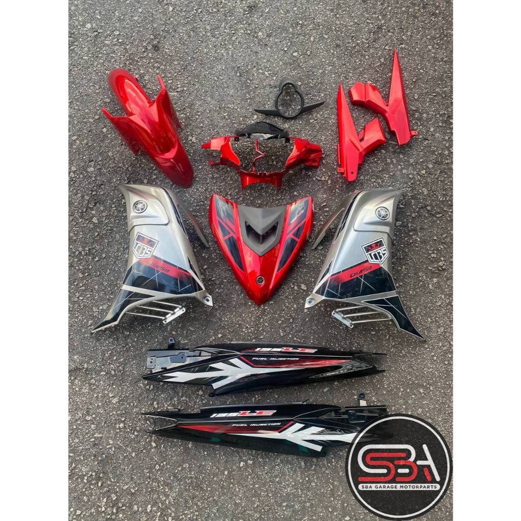 COVERSET YAMAHA LC LC135 V6 V7 RM7 S3 MERAH SILVER STANDARD DESIGN L6-ST-11 BODYSET SIAP TANAM VELOZI WITH COVER METER