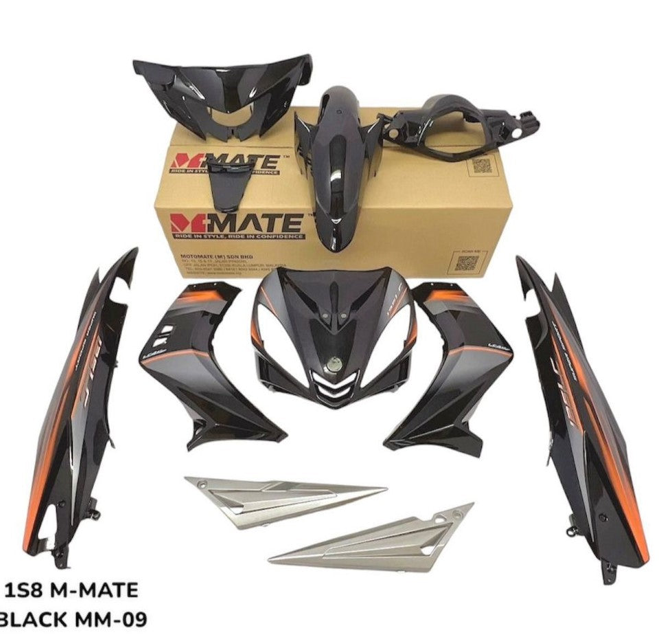 COVERSET BODYSET YAMAHA LC LC135 V1 HITAM OREN ORIGINAL 100% HONG LEONG YAMAHA HLY STRIPE SIAP TAMPAL VELOZI