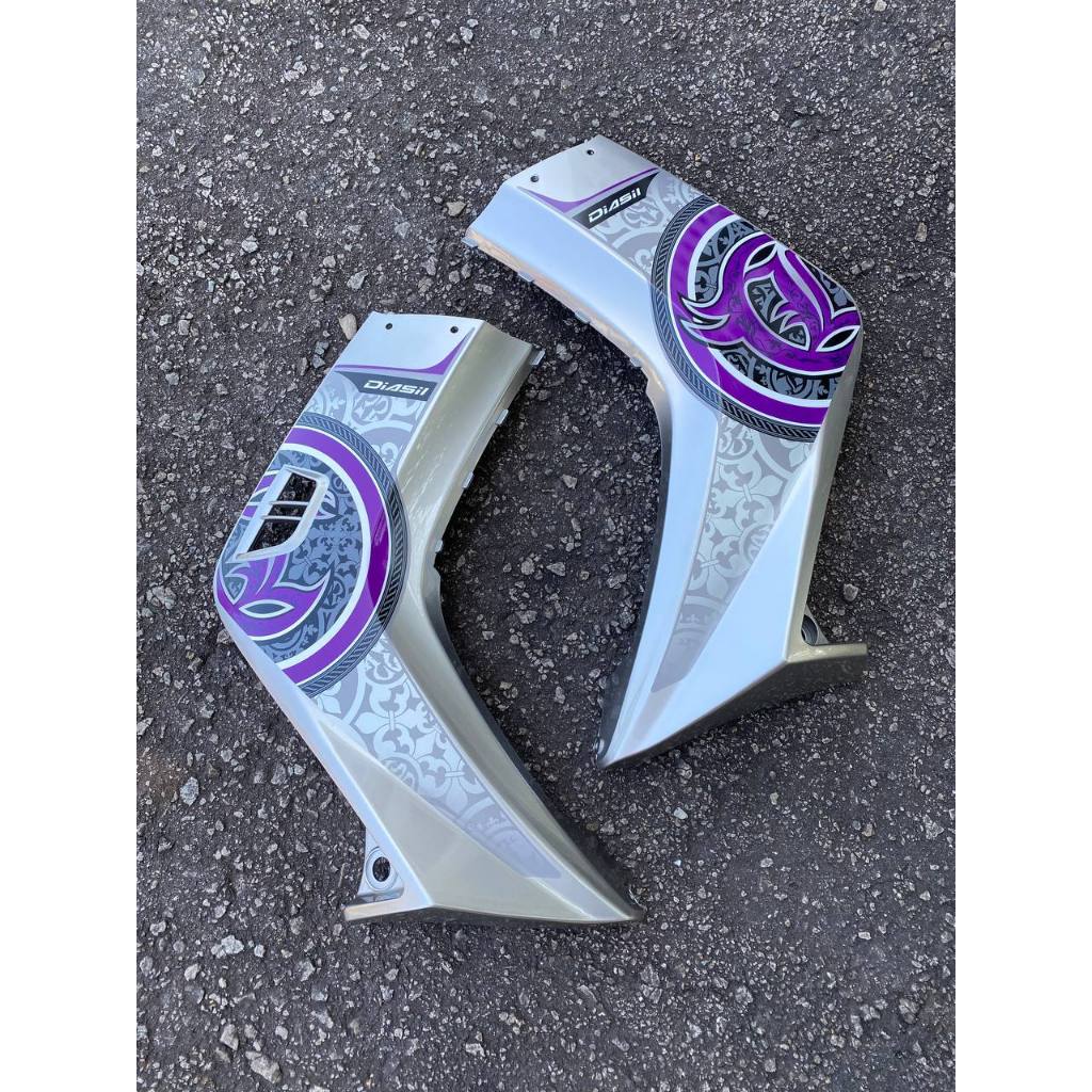 COVERSET BODYSET LC 135 V1 PURPLE BATIK SILVER EXTREME SPIRIT STYLE BPM1/S3 ( L1-B-5 ) STRIPE SIAP TAMPAL VELOZI