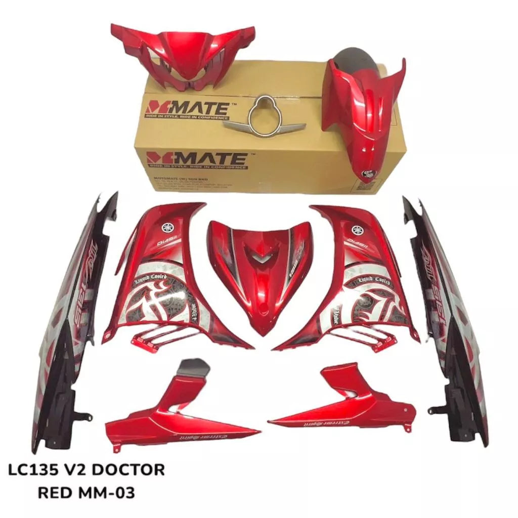 COVERSET BODYSET ORIGINAL HLY YAMAHA LC LC135 V2 V3 V4 V6 V7 RM7 BLACK MERAH BATIK SMOKE RED SIAP TAMPAL