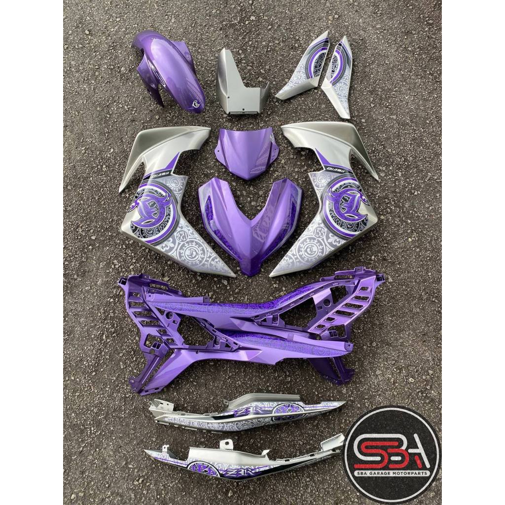 Y16 V1 V2 COVERSET Y16ZR PURPLE SILVER BPM1 S3 BATIK Y16-B-4 ORIGINAL VELOZI YAMAHA SIAP TANAM READY STOK
