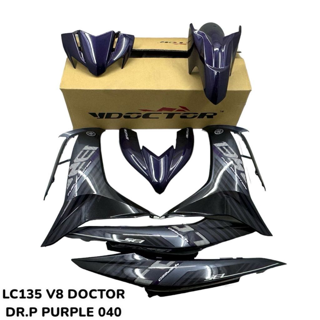 MOTORCYCLE COVERSET LC135 LC V8 PURPLE GREY BATMAN 2015 L8-ST-6 FUEL INJECTION FI YAMAHA SIAP TANAM VELOZI DOCTOR 040
