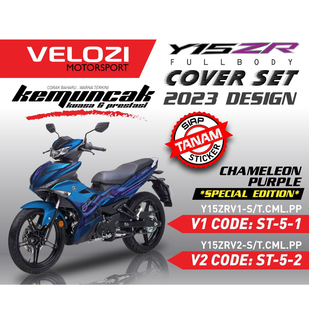 COVERSET Y15ZR CHAMELEON PURPLE 2023 SPECIAL EDITION PREMIUM BODYSET Y15ZR Y15 YSUKU V1 V2 ORIGINAL VELOZI